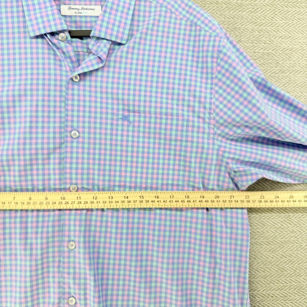 Tommy Bahama IslandZone Men's Large Multicolor Pima Cotton Gingham Shirt - Picture 3 of 12